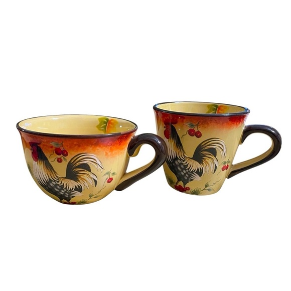 Harvest Rooster Coffee/ Tea Mugs set of 2. Two different sizes. - Picture 1 of 16